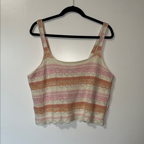 Jessica Simpson Multicolor Striped Lace Tank Top - Picture 1 of 3